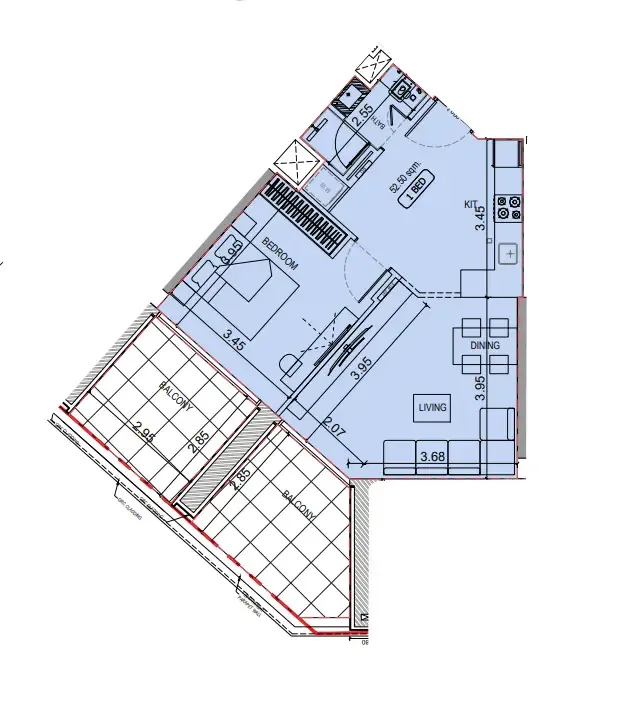 Binghatti Elite floor plan — BR Type 52