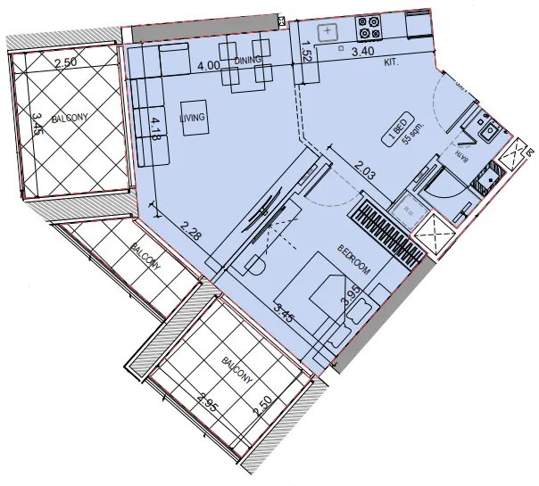 Binghatti Elite floor plan — view